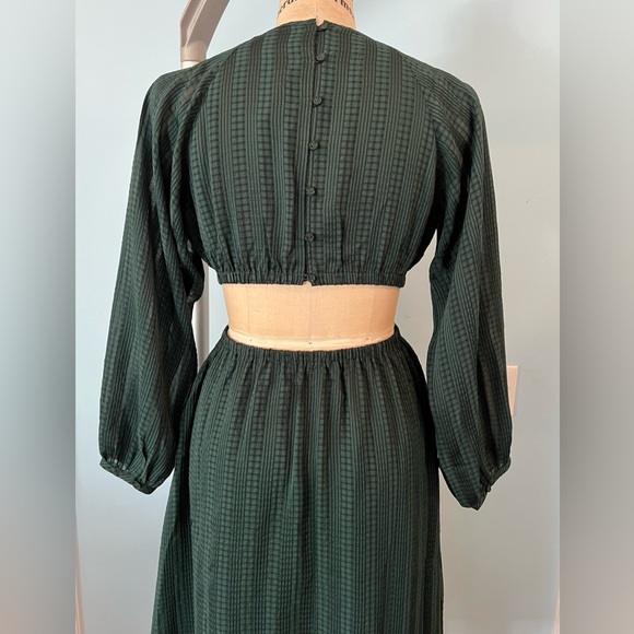 NWT Madewell Long-Sleeve Cutout Midi Dress - Medium Emerald Green - Picture 10 of 15